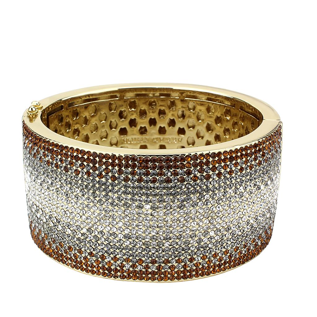 Gold Brass Bangle with Top Grade Crystal in Multi Color