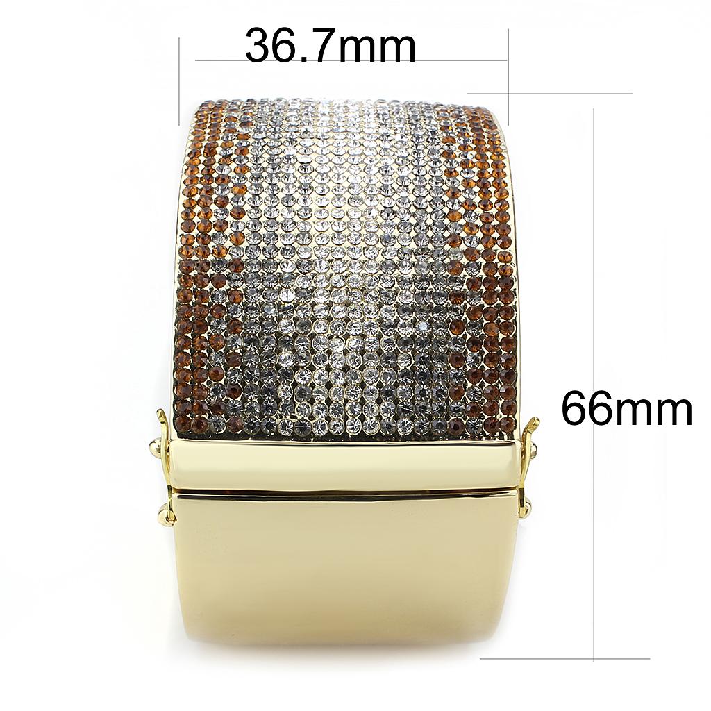 Gold Brass Bangle with Top Grade Crystal in Multi Color