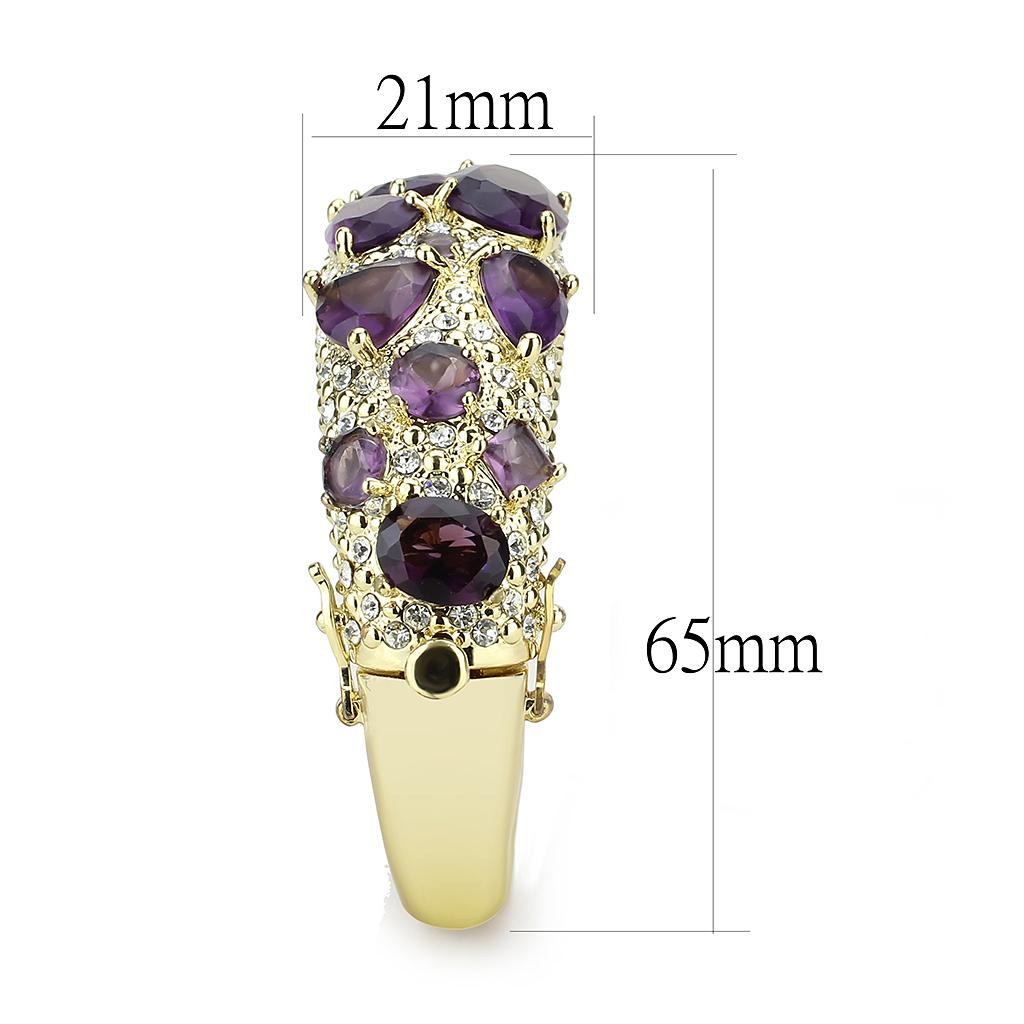 Gold Brass Bangle with Synthetic in Amethyst