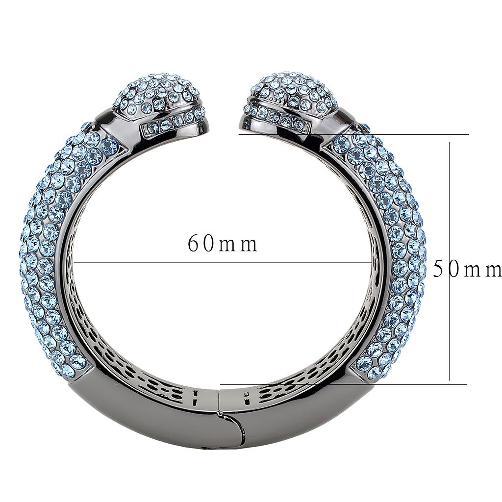 TIN Cobalt Black Brass Bangle with Top Grade Crystal in Sea Blue