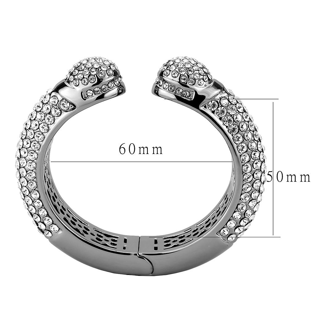 TIN Cobalt Black Brass Bangle with Top Grade Crystal in Clear