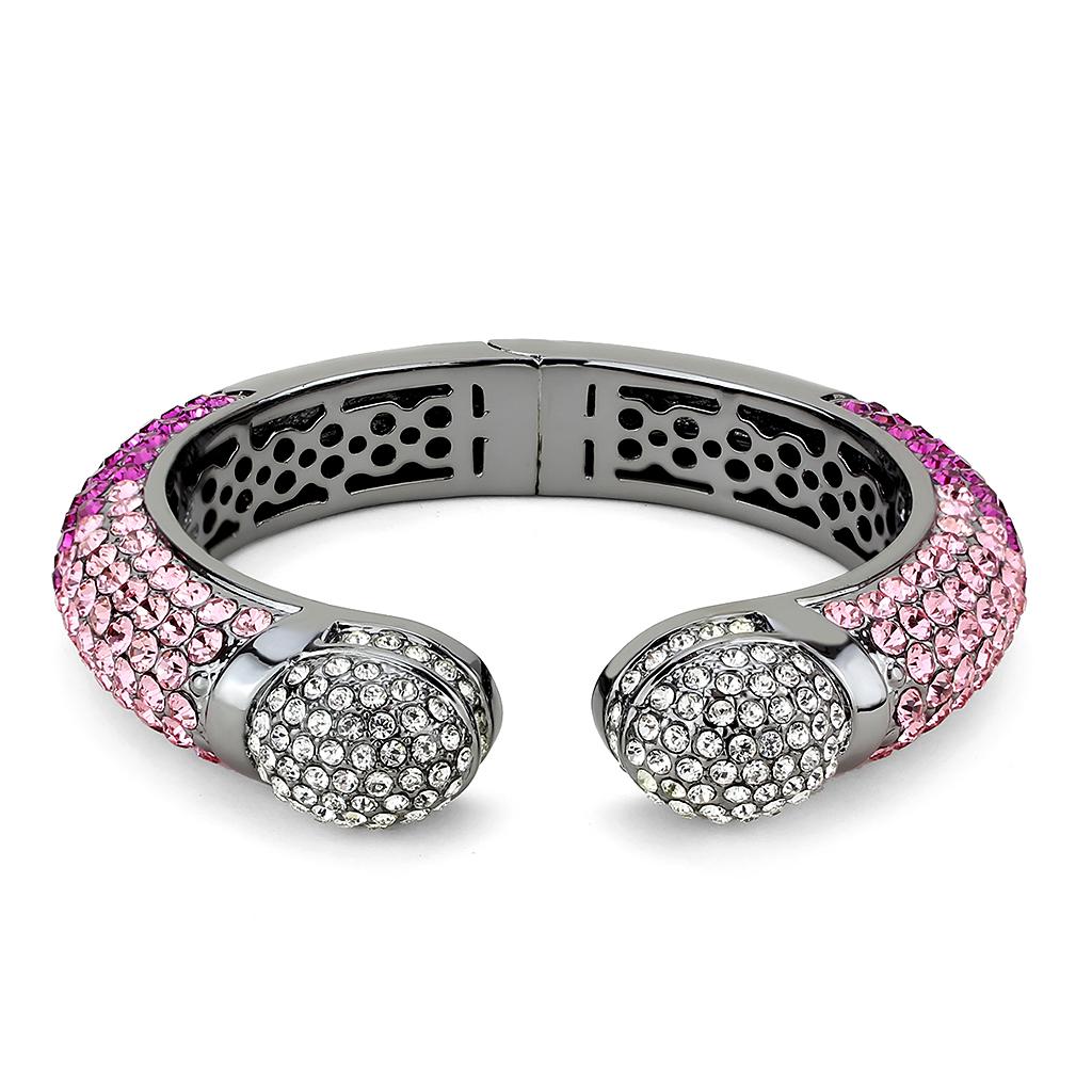 TIN Cobalt Black Brass Bangle with Top Grade Crystal in Multi Color