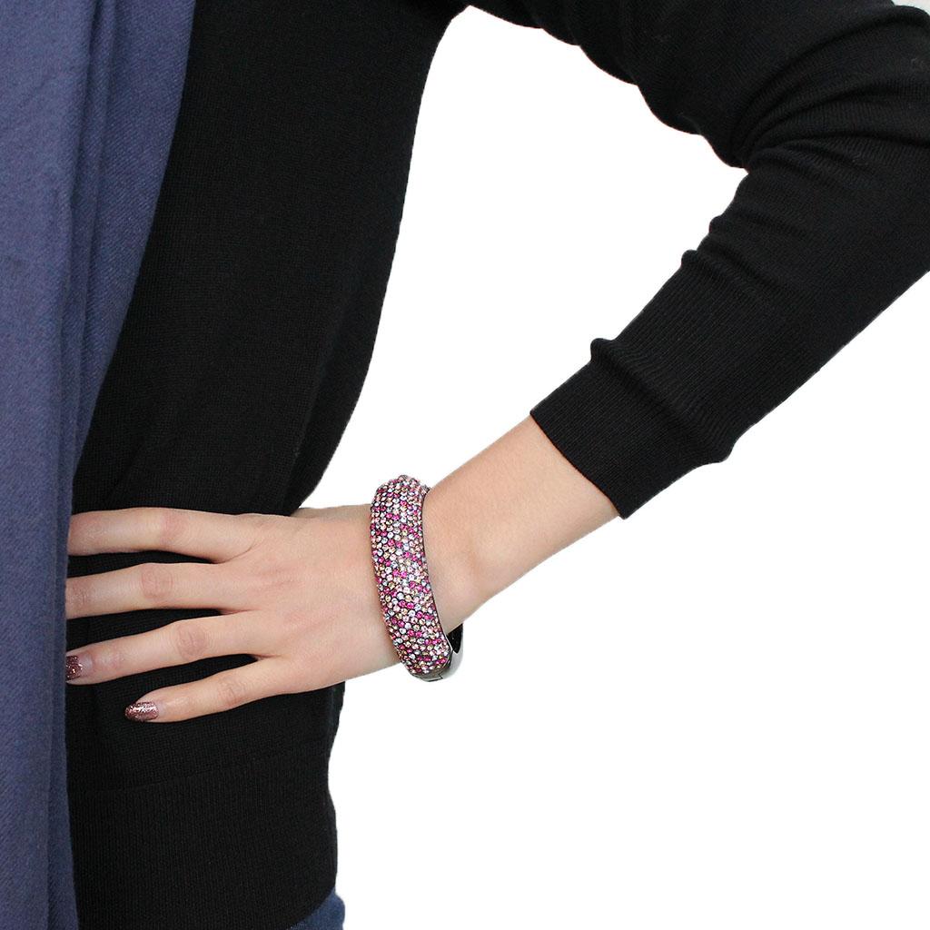 TIN Cobalt Black Brass Bangle with Top Grade Crystal in Multi Color