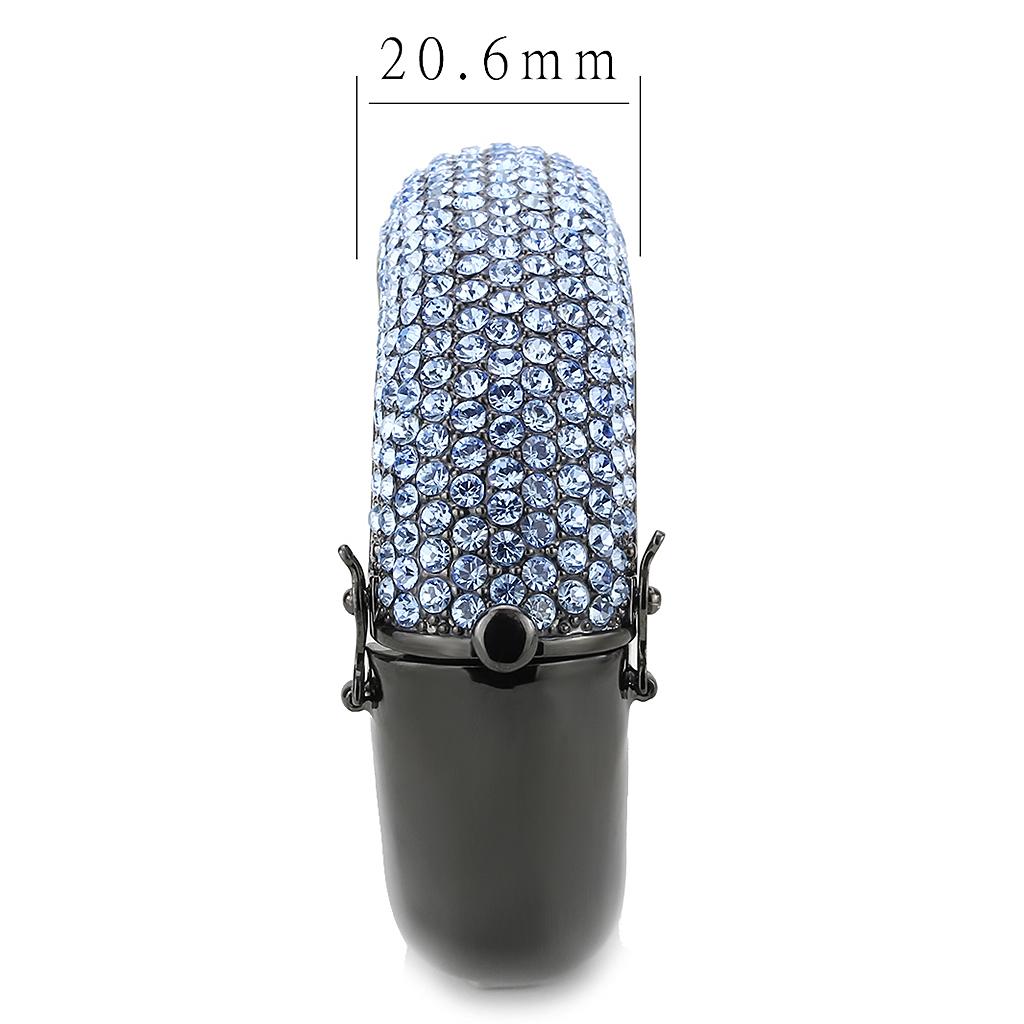 TIN Cobalt Black Brass Bangle with Top Grade Crystal in Aquamarine