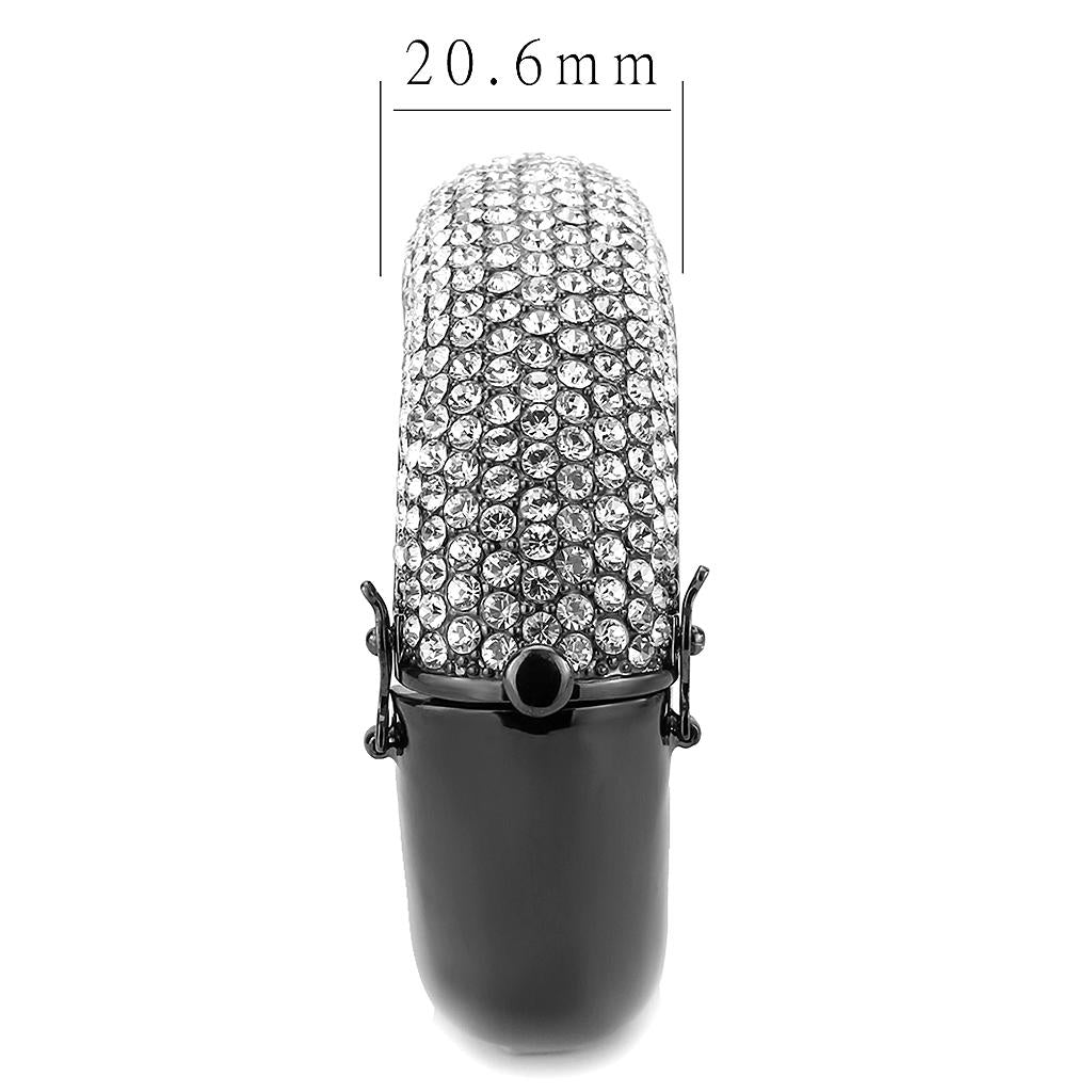 TIN Cobalt Black Brass Bangle with Top Grade Crystal in Clear