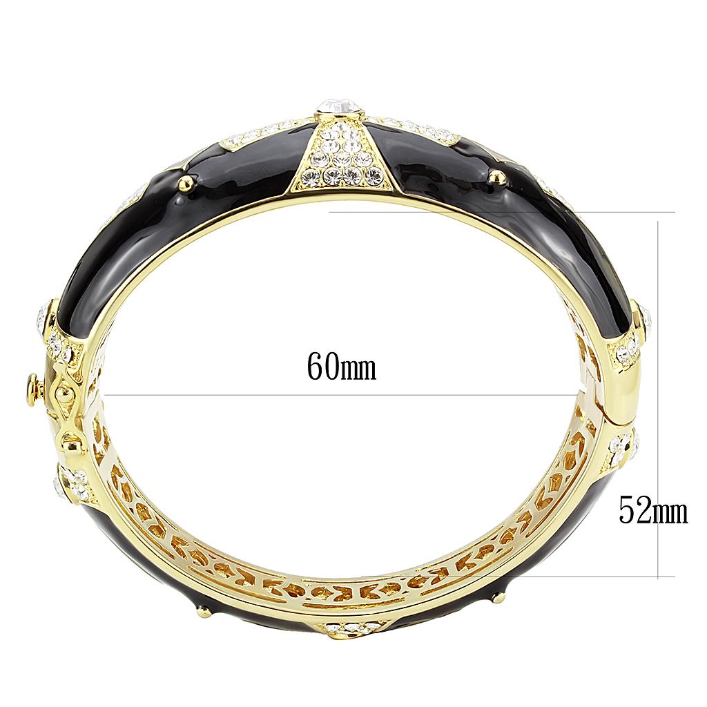 Gold Brass Bangle with Top Grade Crystal in Clear