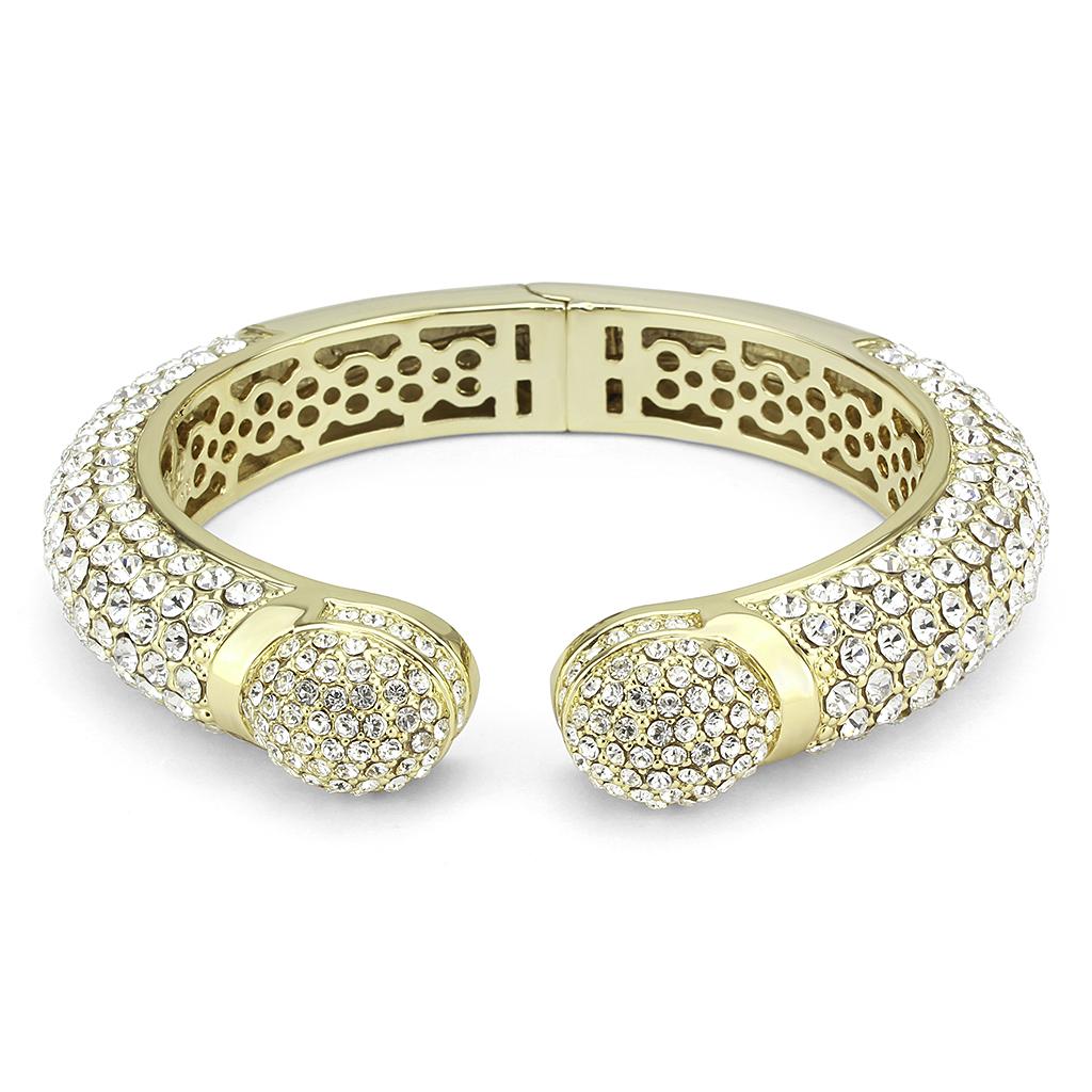 Flash Gold Brass Bangle with Top Grade Crystal in Clear