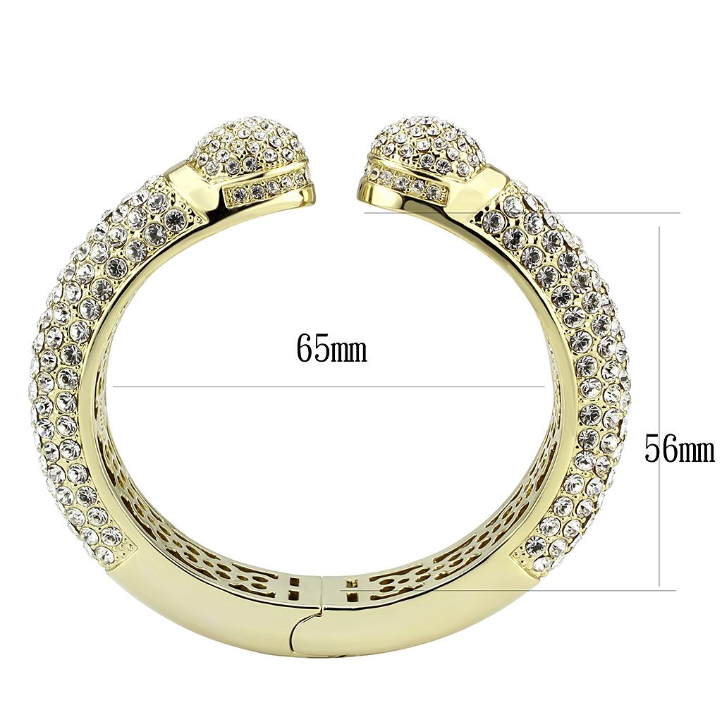 Flash Gold Brass Bangle with Top Grade Crystal in Clear