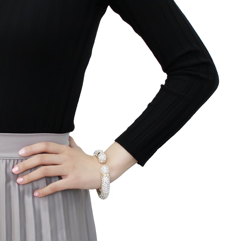 Flash Gold Brass Bangle with Top Grade Crystal in Clear