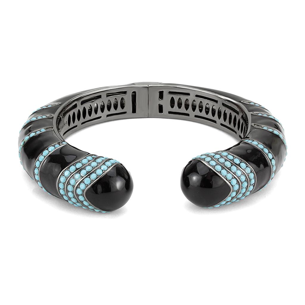 TIN Cobalt Black Brass Bangle with Top Grade Crystal in Turquoise