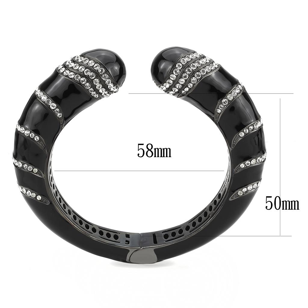 TIN Cobalt Black Brass Bangle with Top Grade Crystal in Clear