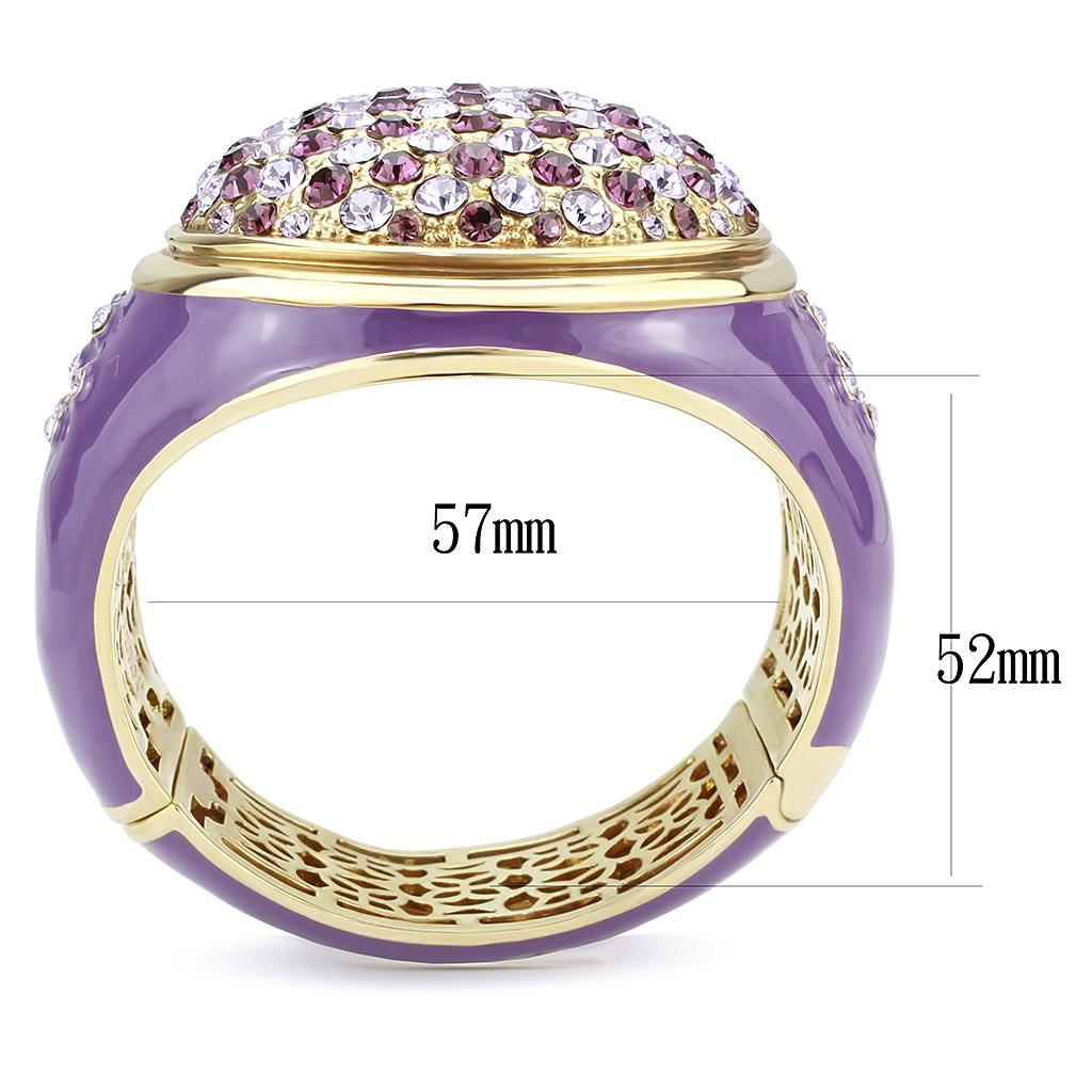 Gold Brass Bangle with Top Grade Crystal in Amethyst