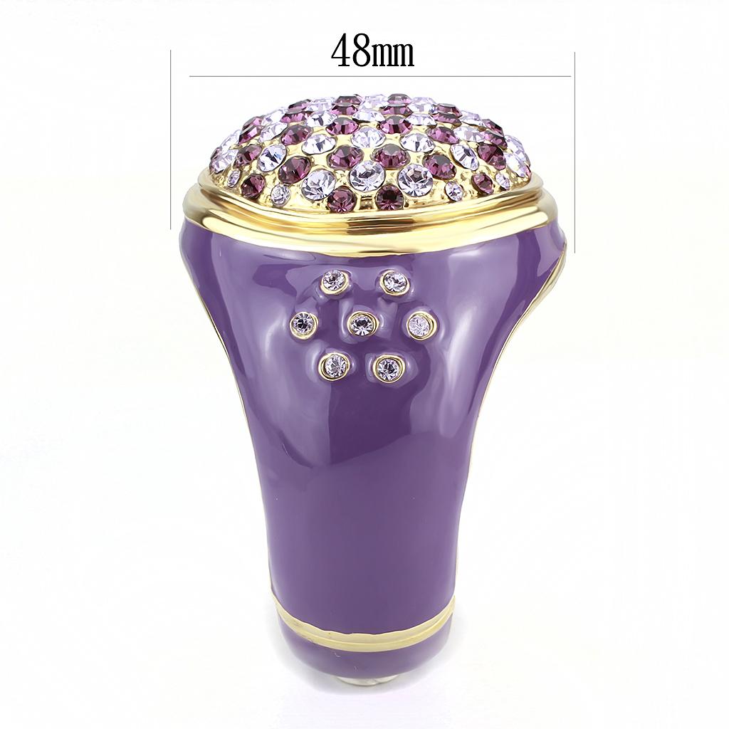 Gold Brass Bangle with Top Grade Crystal in Amethyst