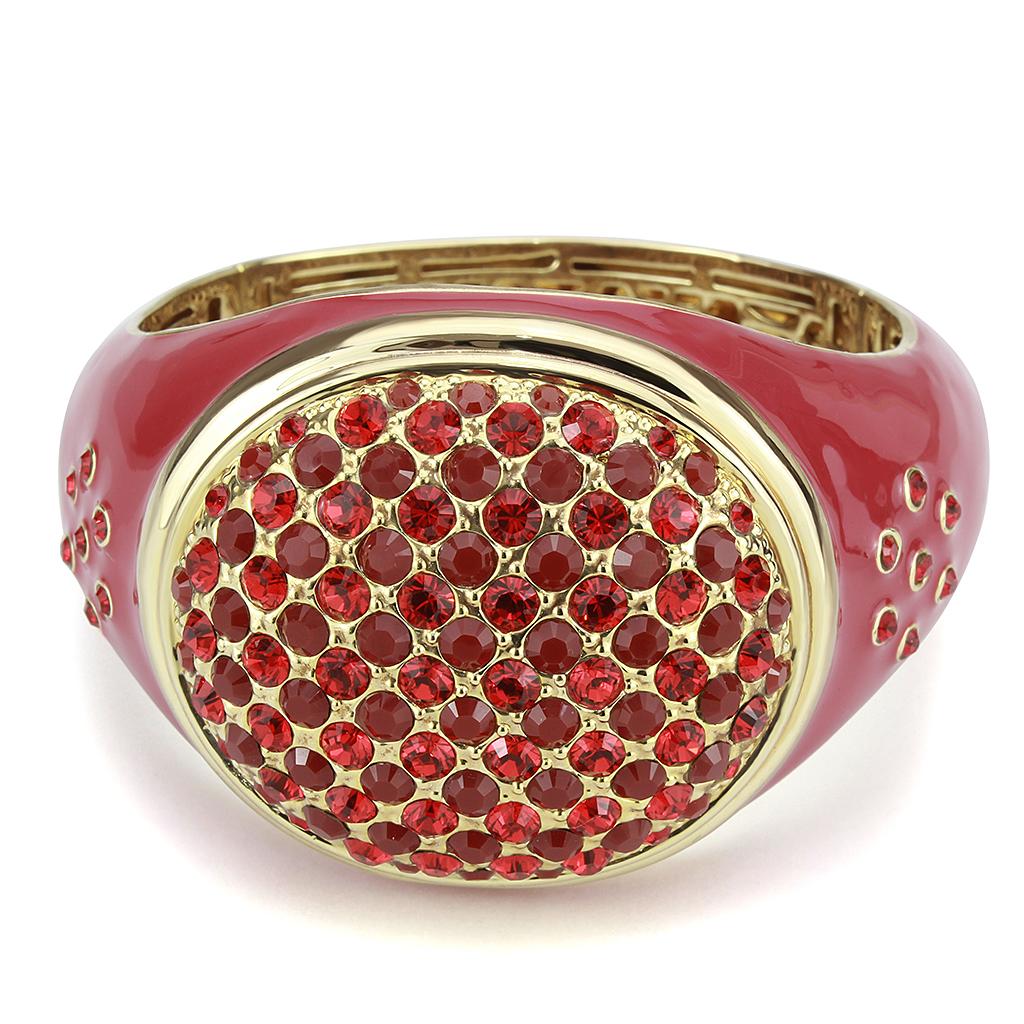 Gold Brass Bangle with Synthetic Synthetic Glass in Red Series