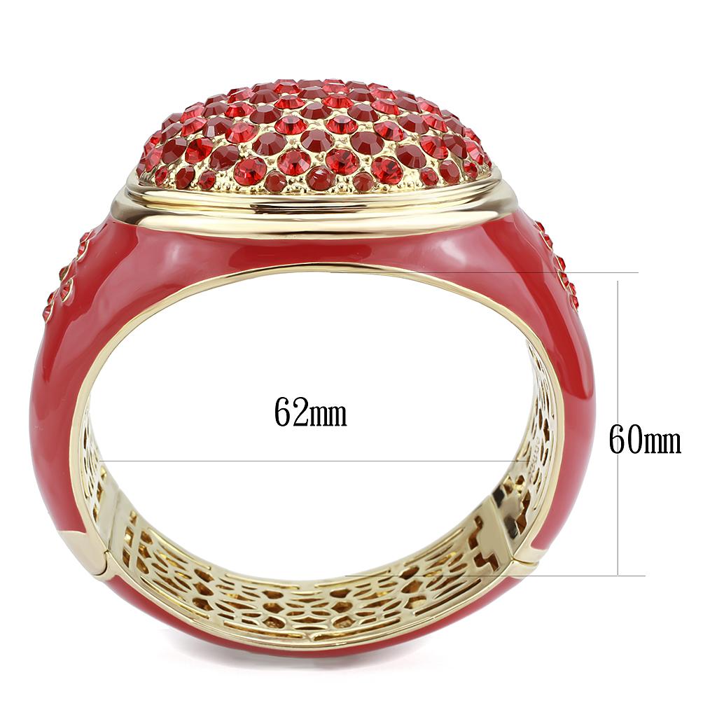 Gold Brass Bangle with Synthetic Synthetic Glass in Red Series