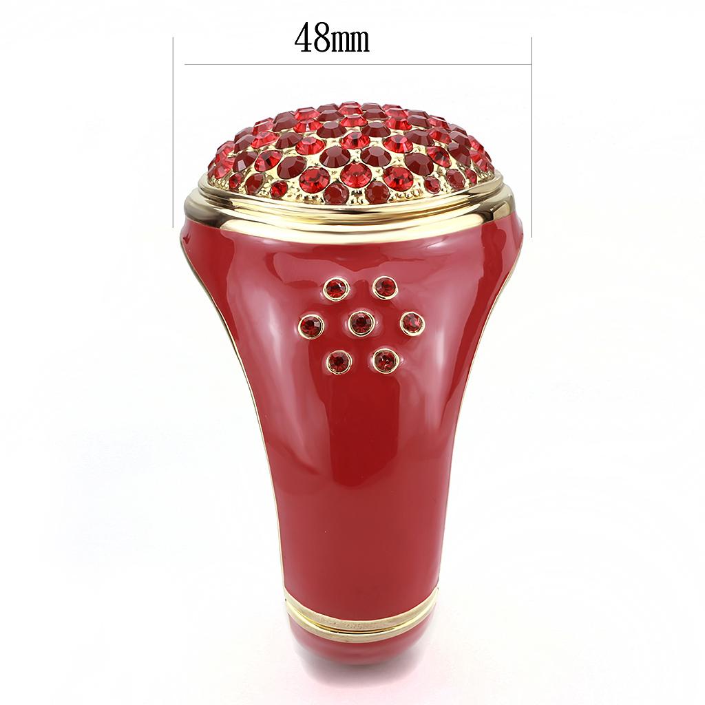 Gold Brass Bangle with Synthetic Synthetic Glass in Red Series