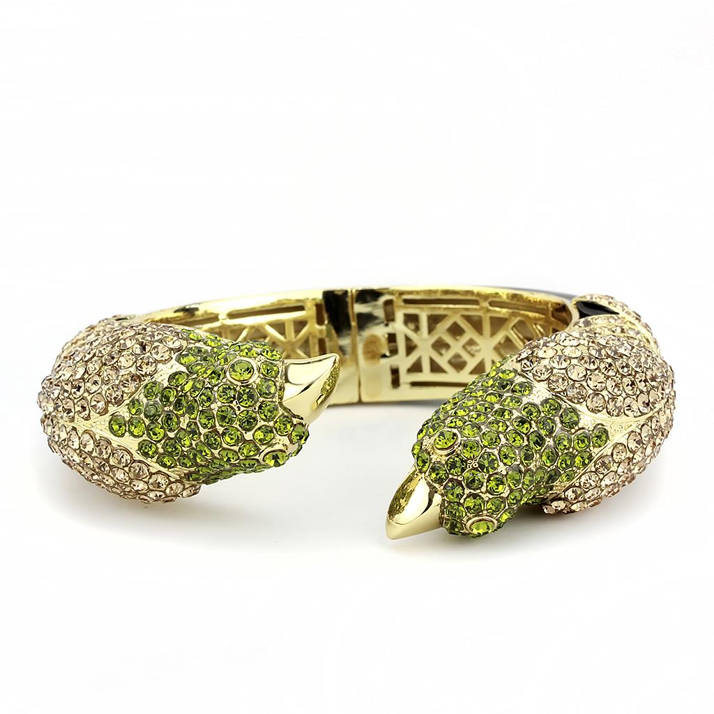 Gold Brass Bangle with Top Grade Crystal in Multi Color