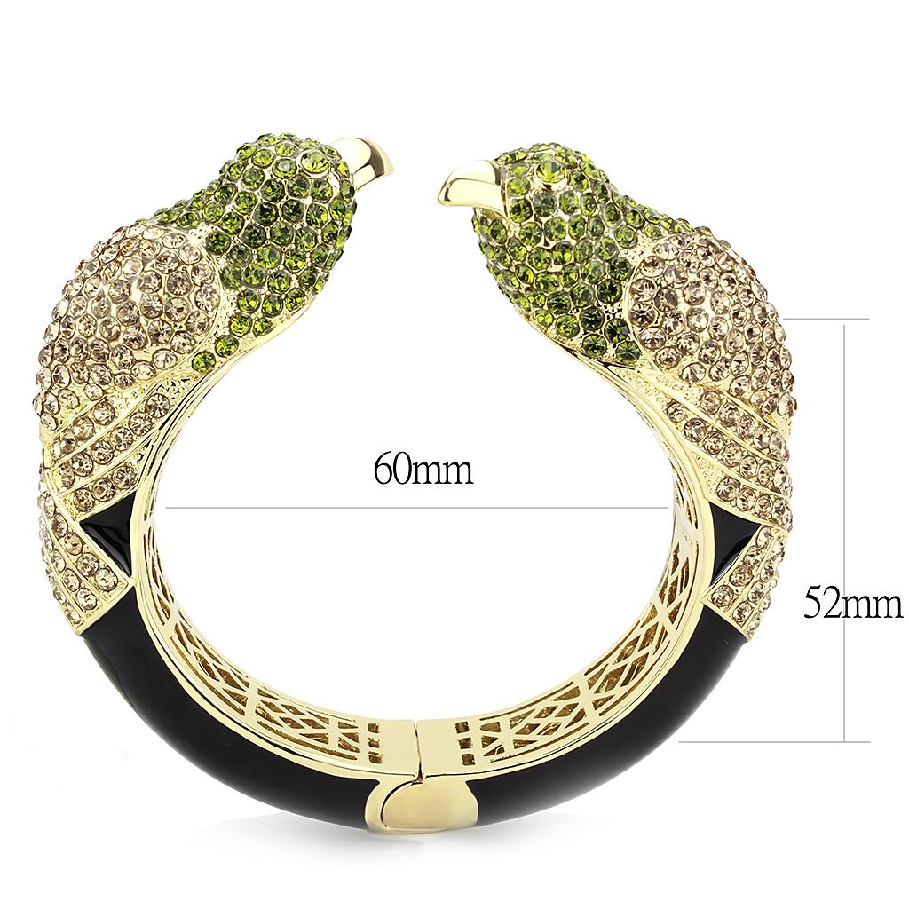 Gold Brass Bangle with Top Grade Crystal in Multi Color