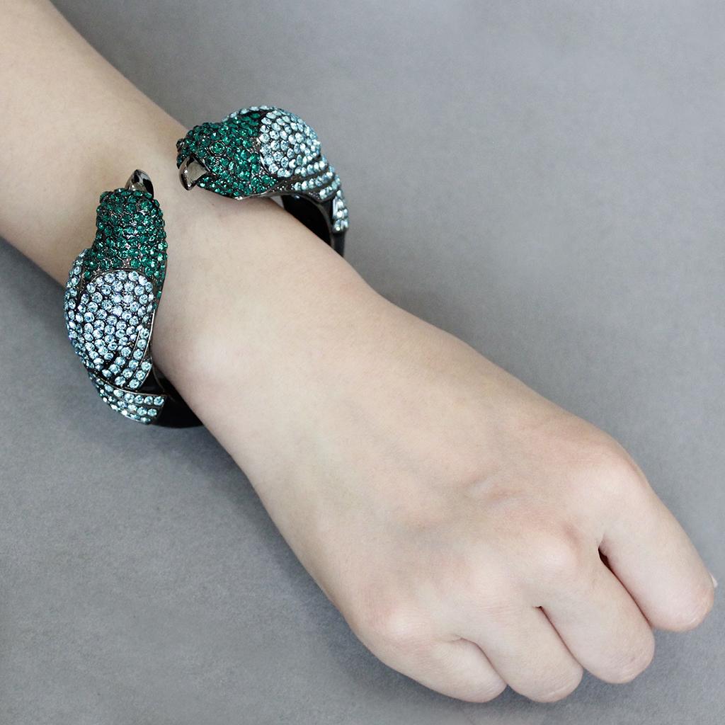 Ruthenium Brass Bangle with Top Grade Crystal in Multi Color