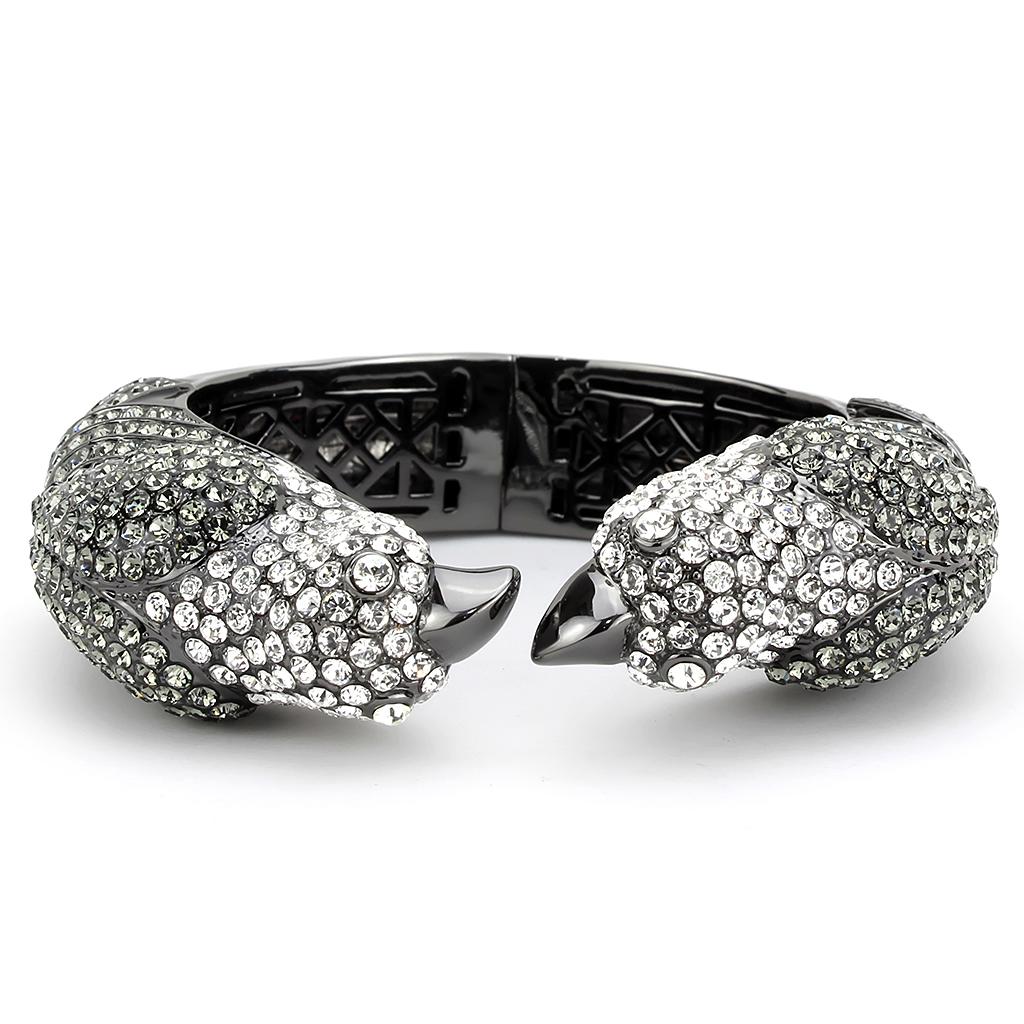 Ruthenium Brass Bangle with Top Grade Crystal in Multi Color