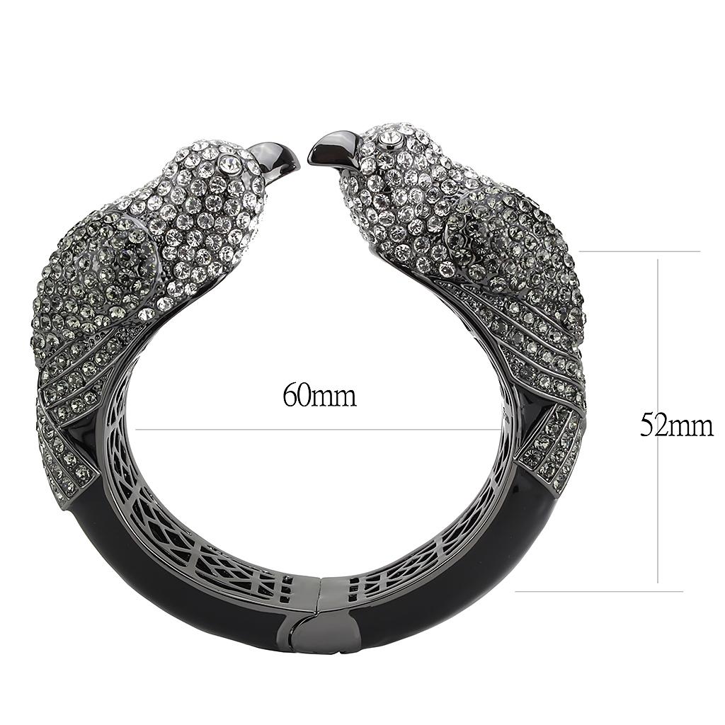 Ruthenium Brass Bangle with Top Grade Crystal in Multi Color