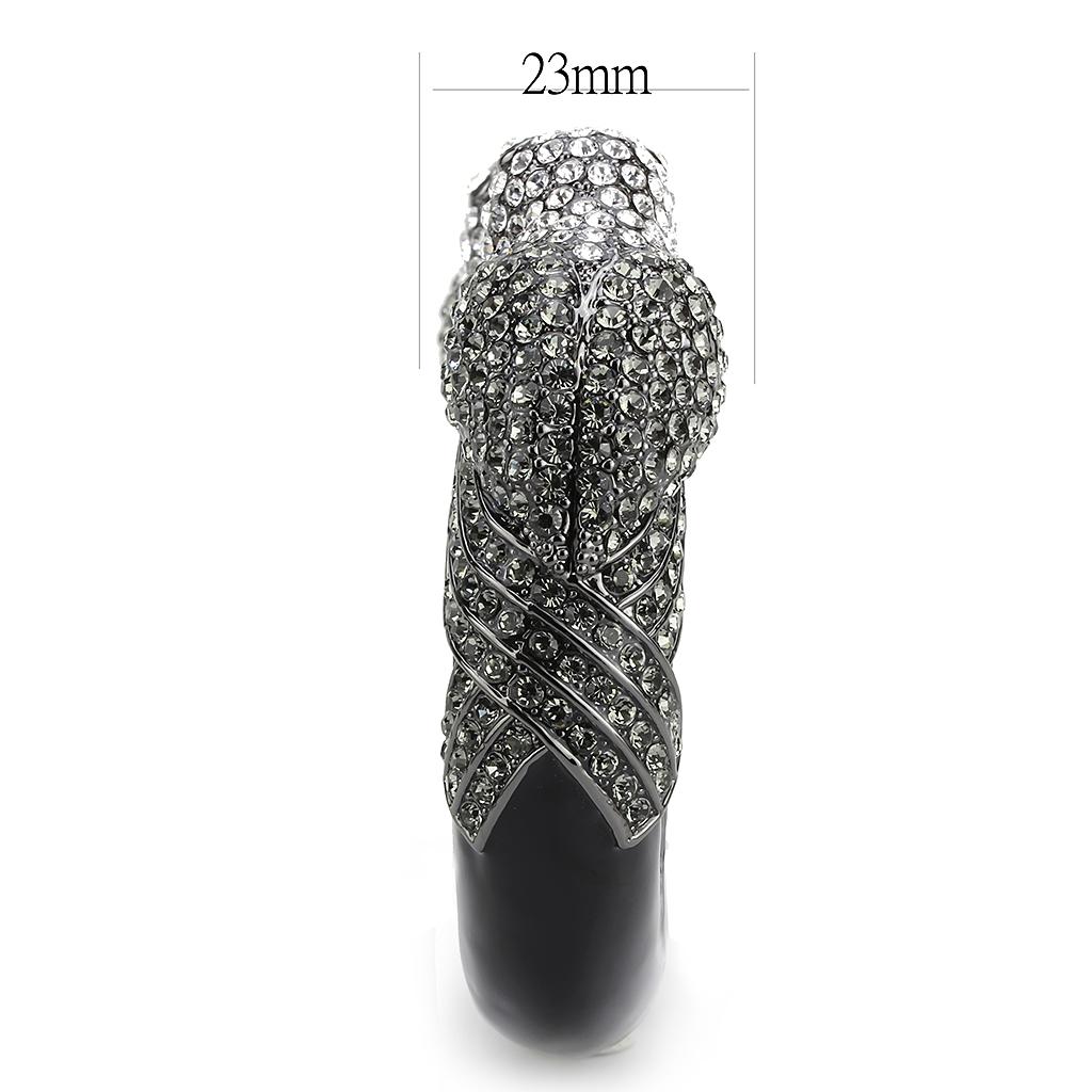 Ruthenium Brass Bangle with Top Grade Crystal in Multi Color