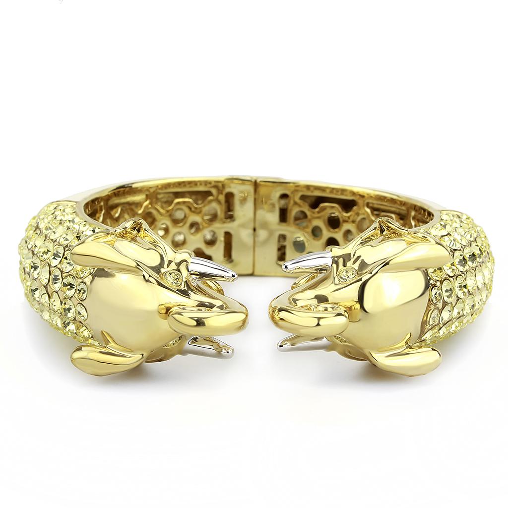 Gold+Rhodium Brass Bangle with Top Grade Crystal in Citrine Yellow
