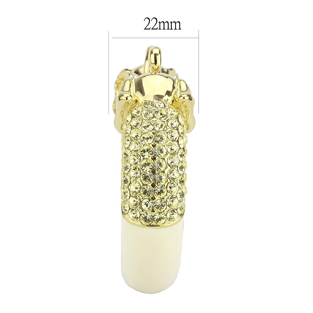 Gold+Rhodium Brass Bangle with Top Grade Crystal in Citrine Yellow