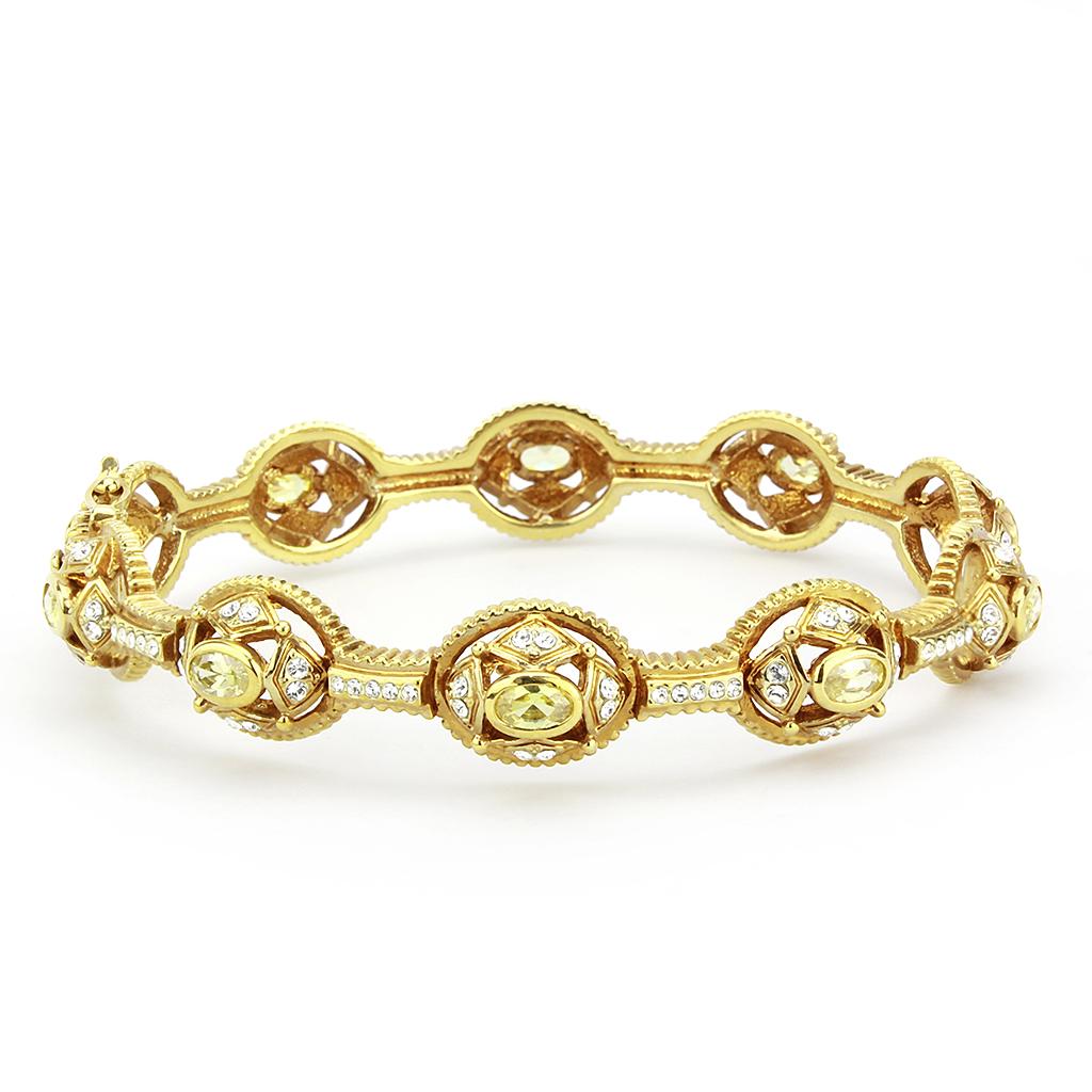 Gold Brass Bangle with AAA Grade CZ in Citrine Yellow