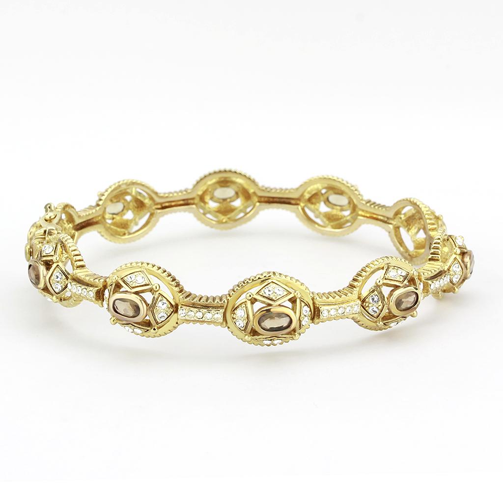 Gold Brass Bangle with Synthetic in Brown