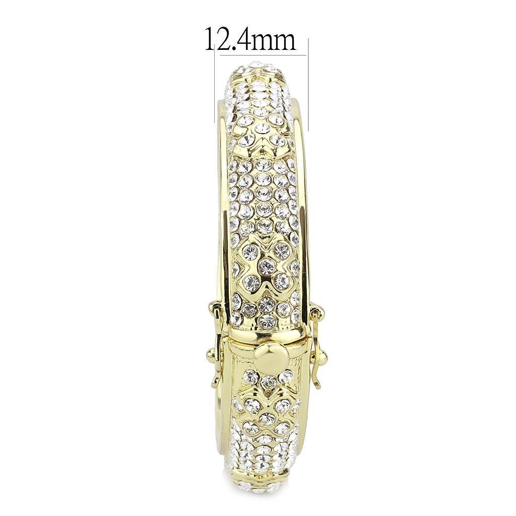 Gold Brass Bangle with Top Grade Crystal in Clear
