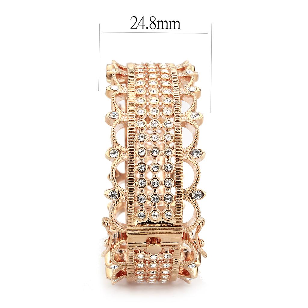 Rose Gold Brass Bangle with Top Grade Crystal in Clear