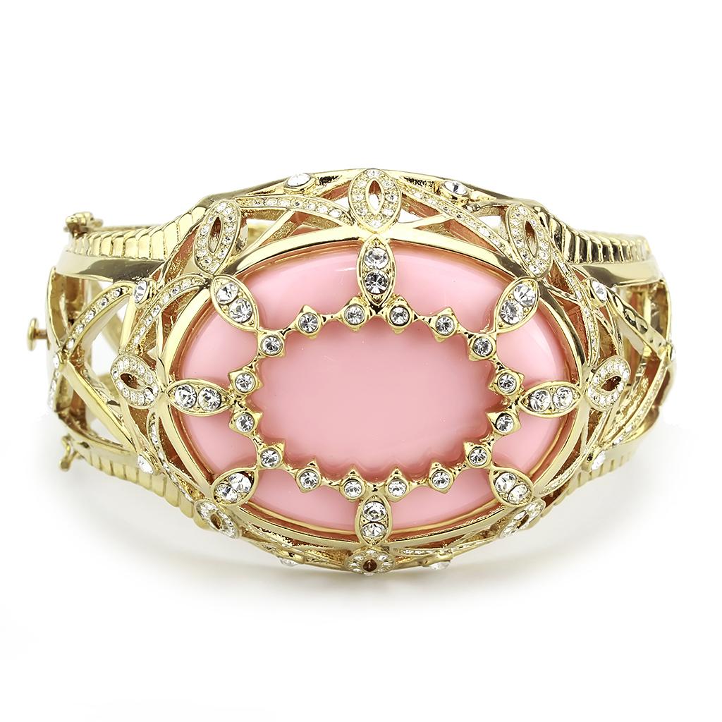 Gold Brass Bangle with Synthetic in Rose