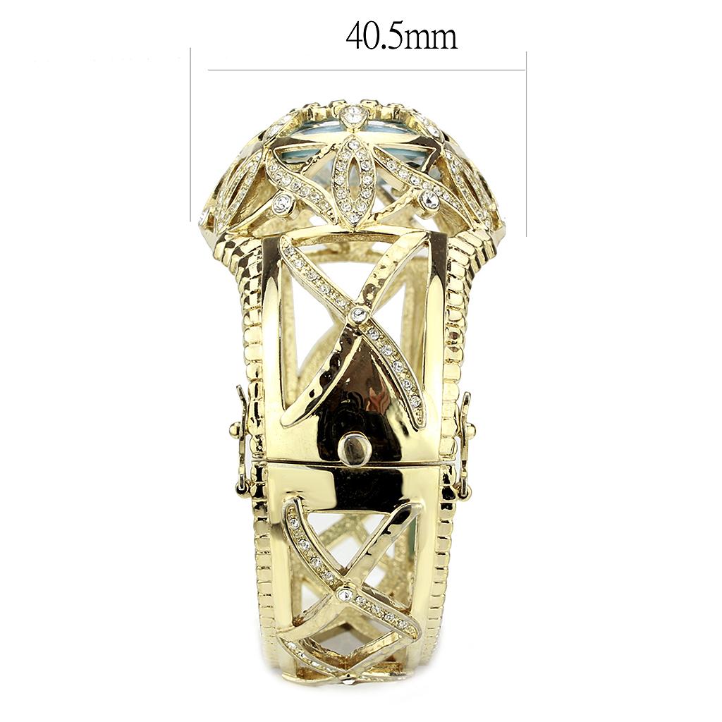 Gold Brass Bangle with Synthetic in Sea Blue