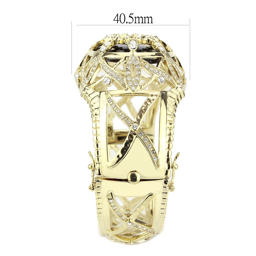 Gold Brass Bangle with Synthetic in Jet