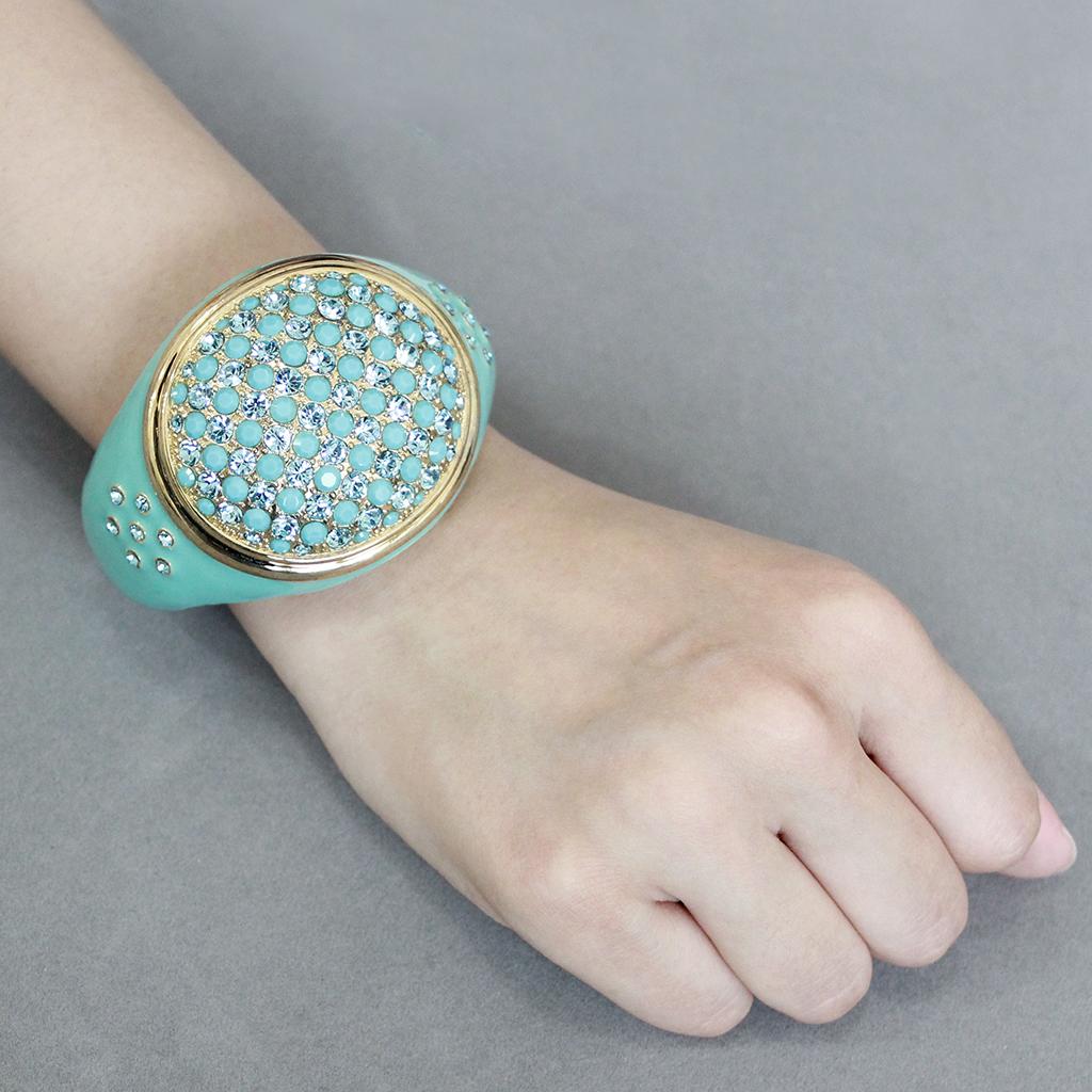 Gold Brass Bangle with Top Grade Crystal in Multi Color