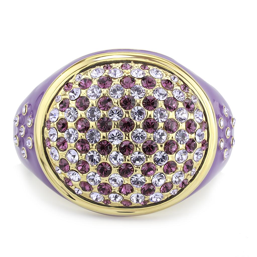 Gold Brass Bangle with Top Grade Crystal in Multi Color