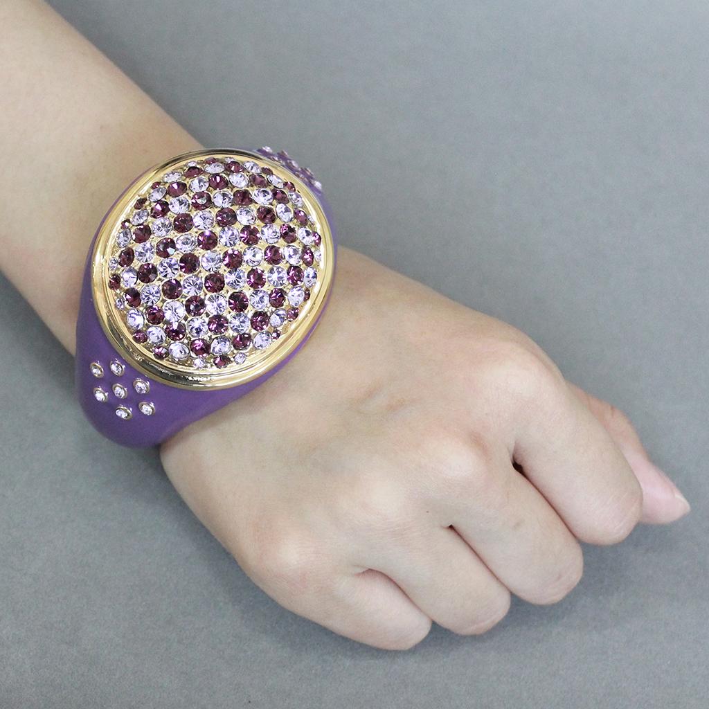 Gold Brass Bangle with Top Grade Crystal in Multi Color