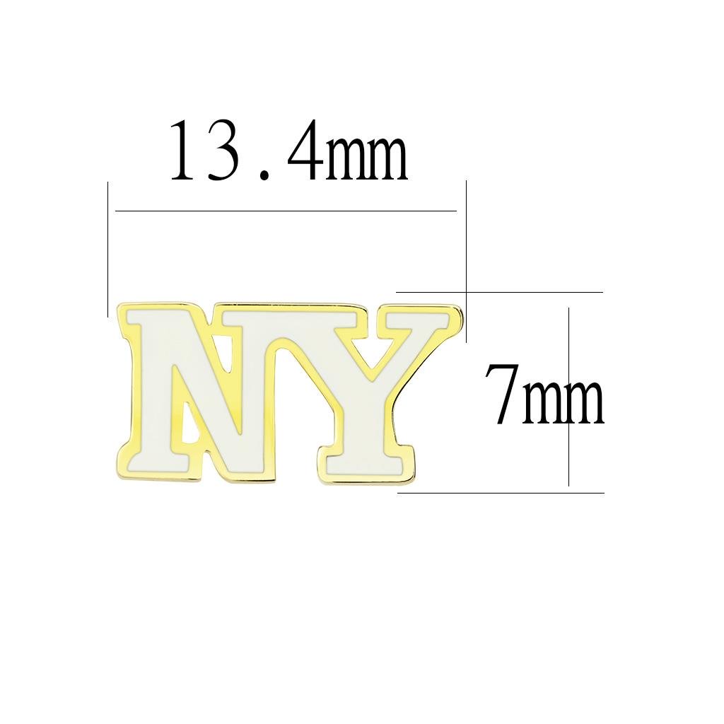 Gold Brass Earrings with Epoxy in White