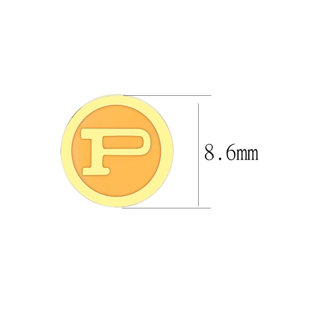 Gold Brass Earrings with Epoxy in Orange