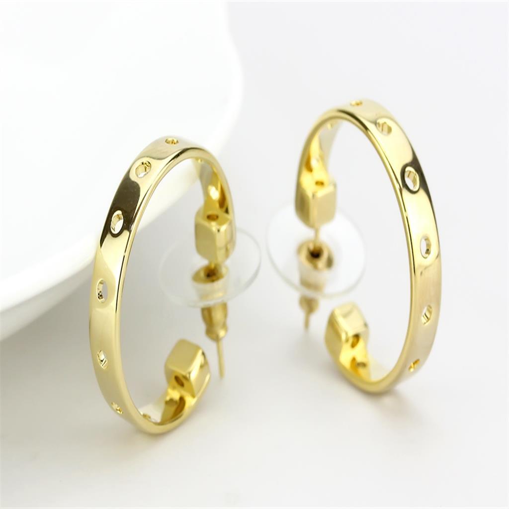 Gold Brass Earrings with No Stone