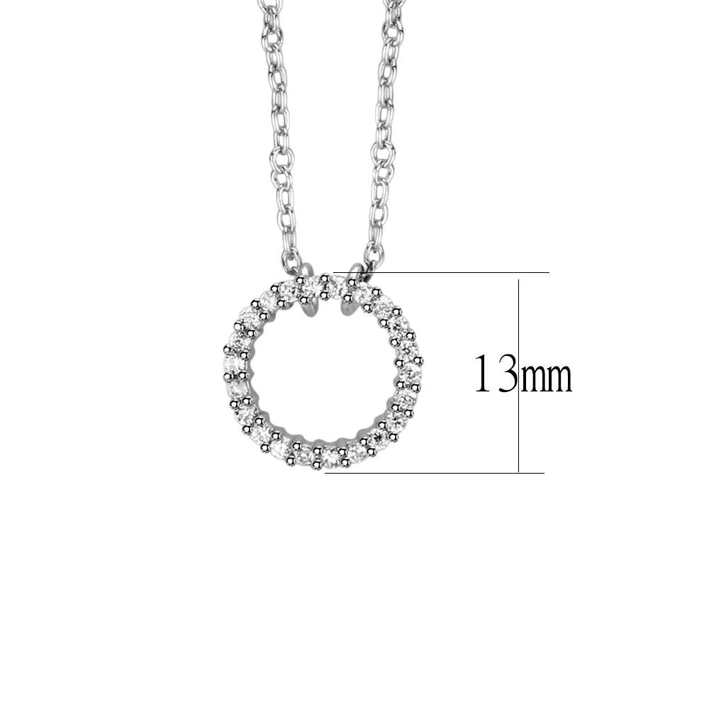 Rhodium Brass Chain Pendant with AAA Grade CZ in Clear