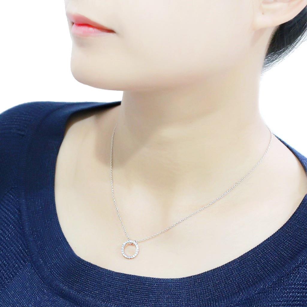 Rhodium Brass Chain Pendant with AAA Grade CZ in Clear