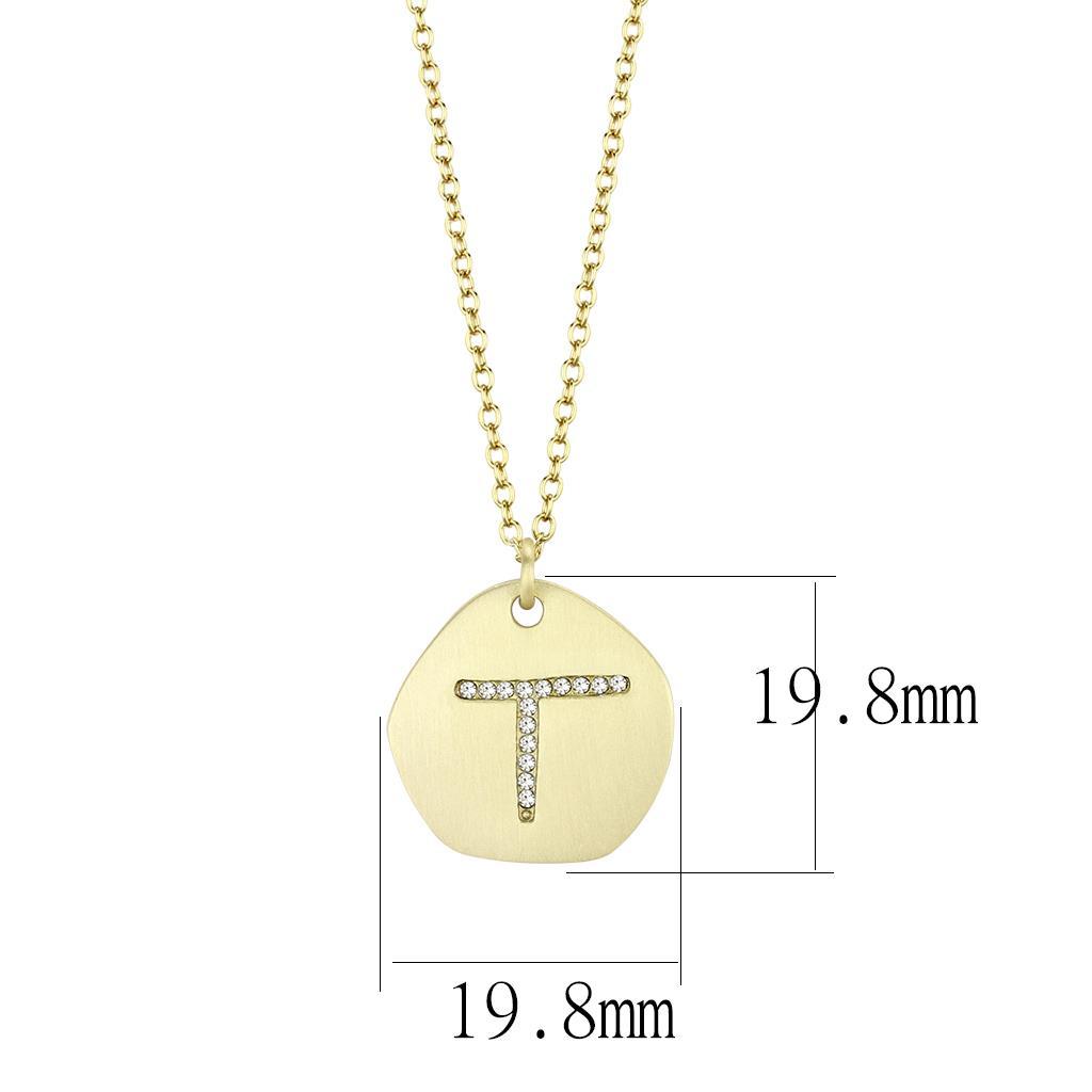 Gold & Brush Brass Chain Pendant with Top Grade Crystal in Clear
