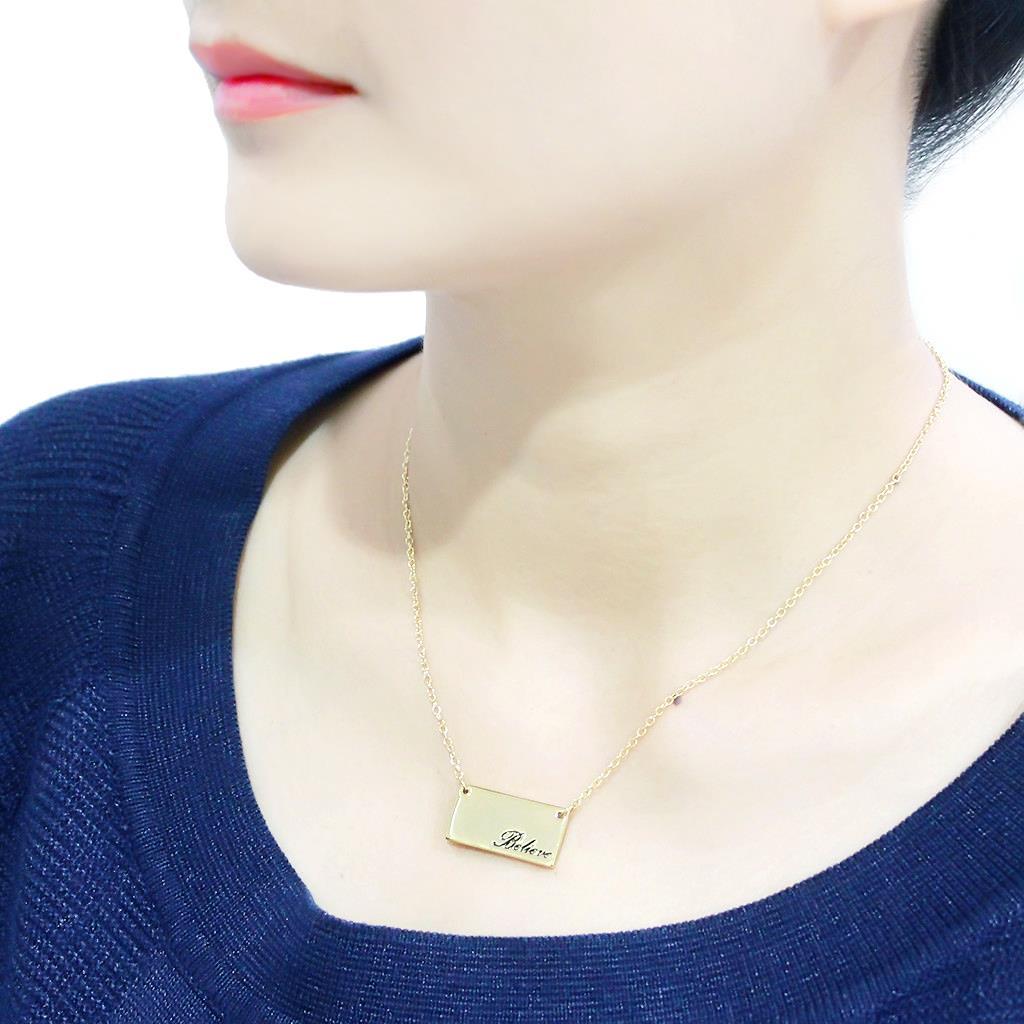 Flash Gold Brass Necklace with Top Grade Crystal in Clear