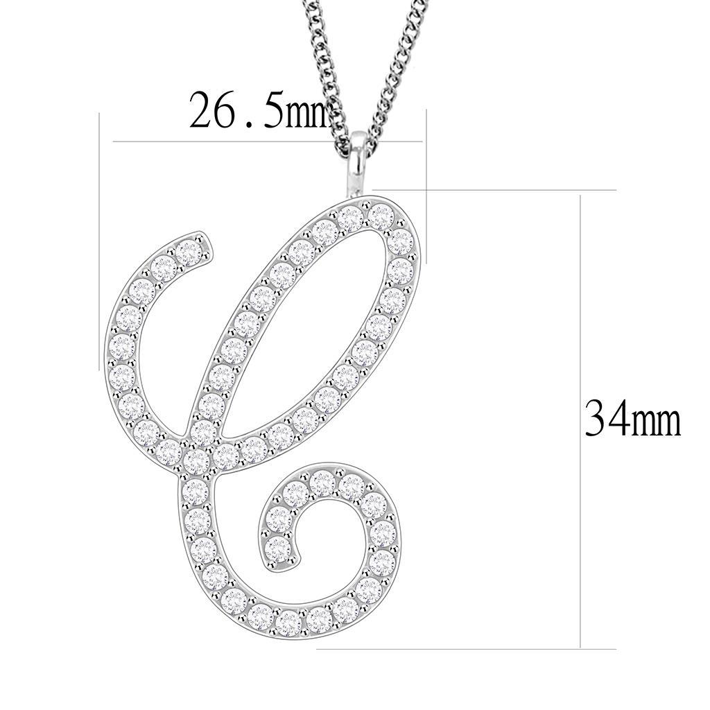 Imitation Rhodium Brass Chain Pendant with Top Grade Crystal in Clear