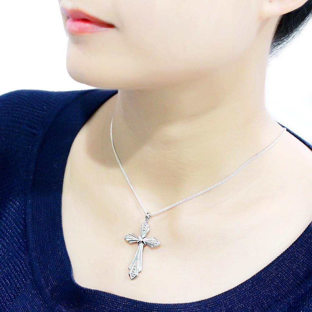 Imitation Rhodium Brass Chain Pendant with Top Grade Crystal in Clear