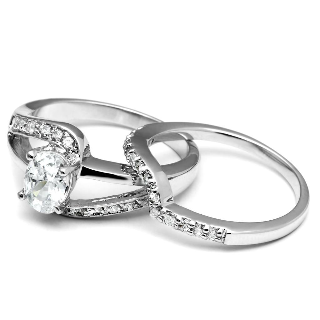 Rhodium Brass Ring with AAA Grade CZ in Clear