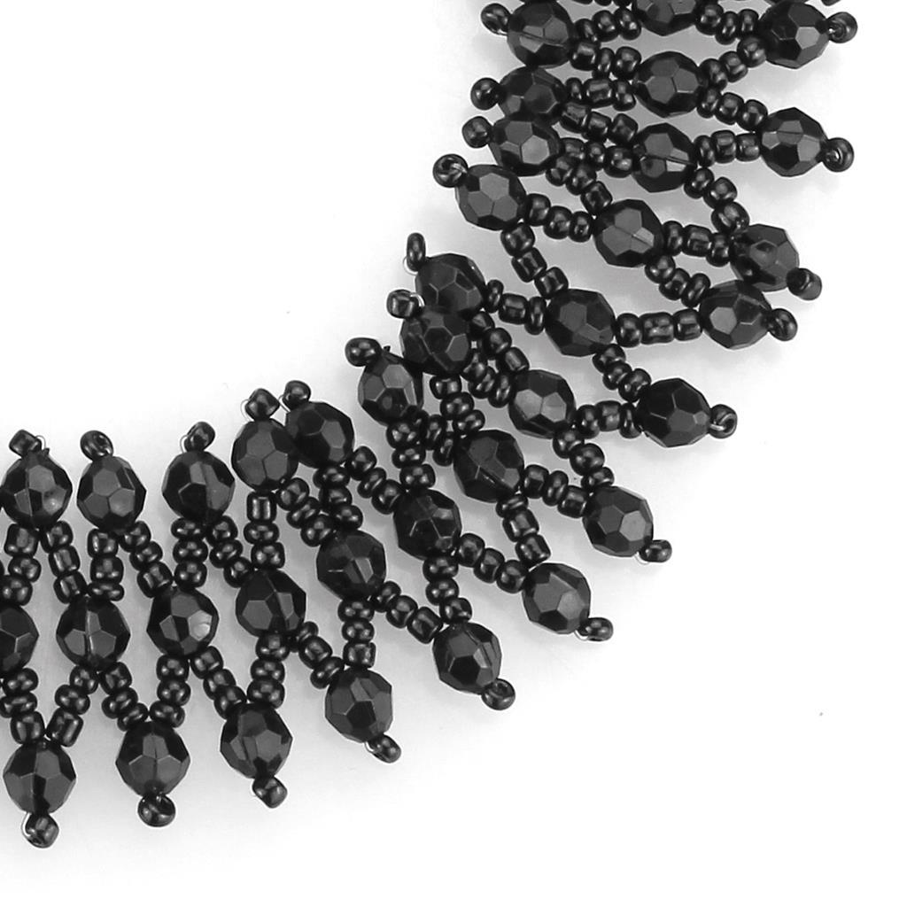 Rhodium Brass Necklace with Synthetic Synthetic Glass in Jet