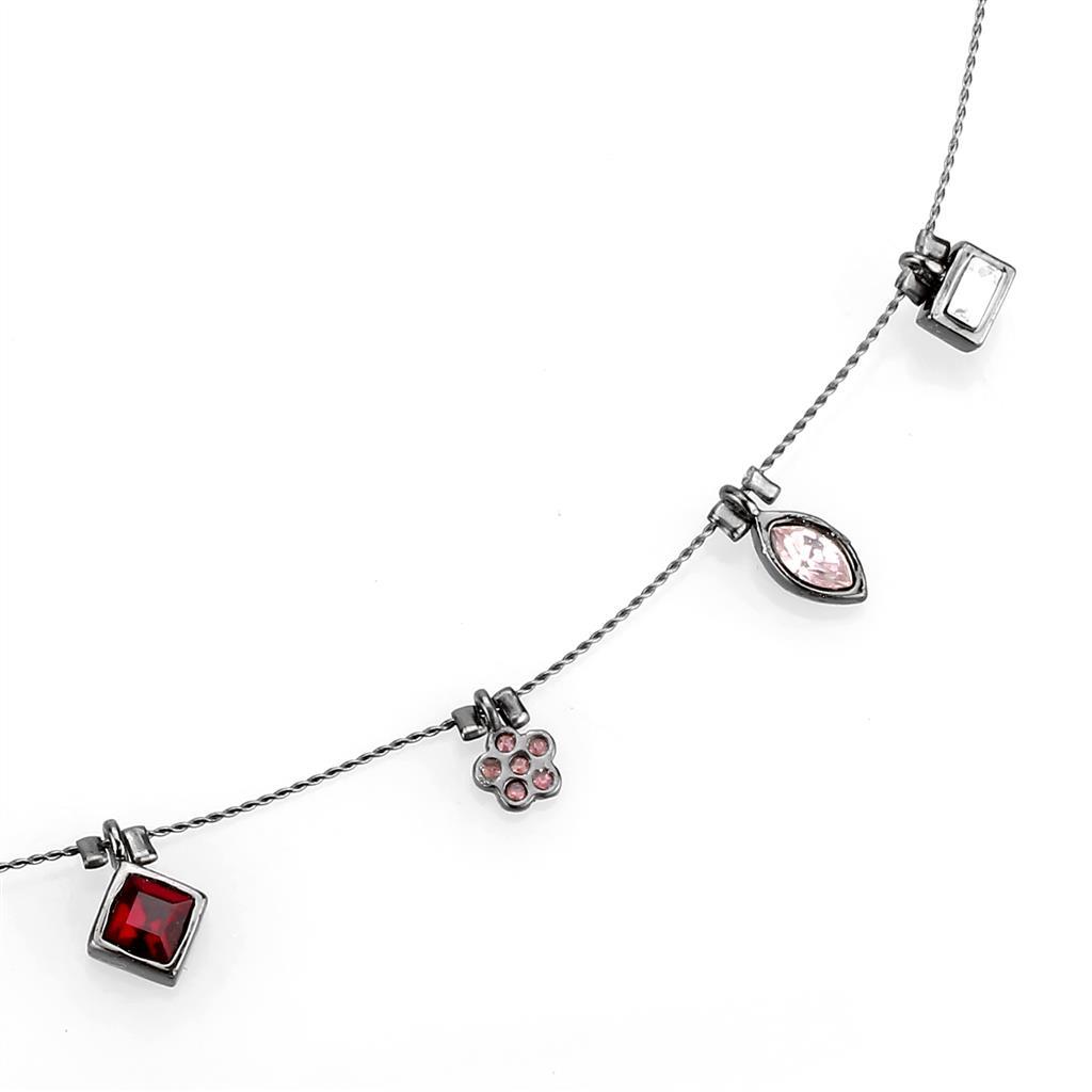 Ruthenium White Metal Necklace with Top Grade Crystal in Multi Color
